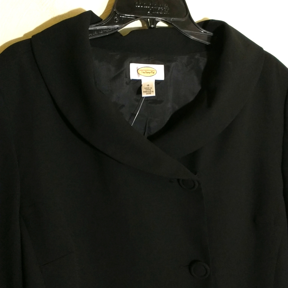 Talbots Black Single Breasted Crossover Collar Bl… - image 5